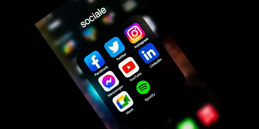 Phone showing social media app icons